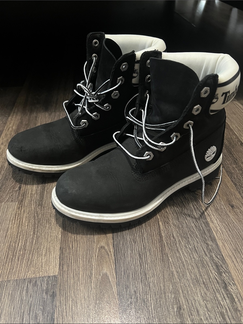 Timberland Black and White Lace-Up Men's Boots